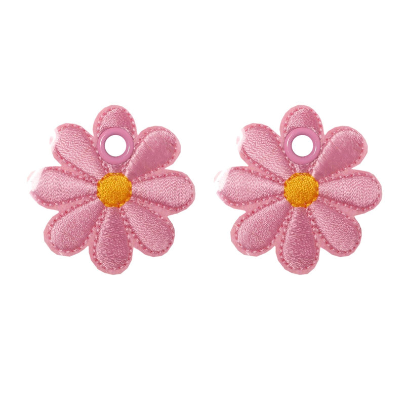 Elsies Embroidered Daisy (Pair) / Pink