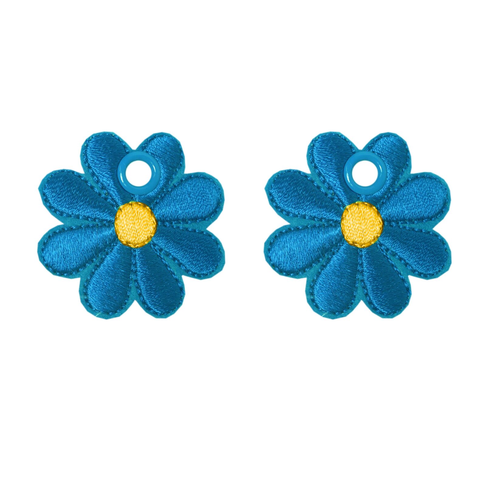 Elsies Embroidered Daisy (Pair) / Blue
