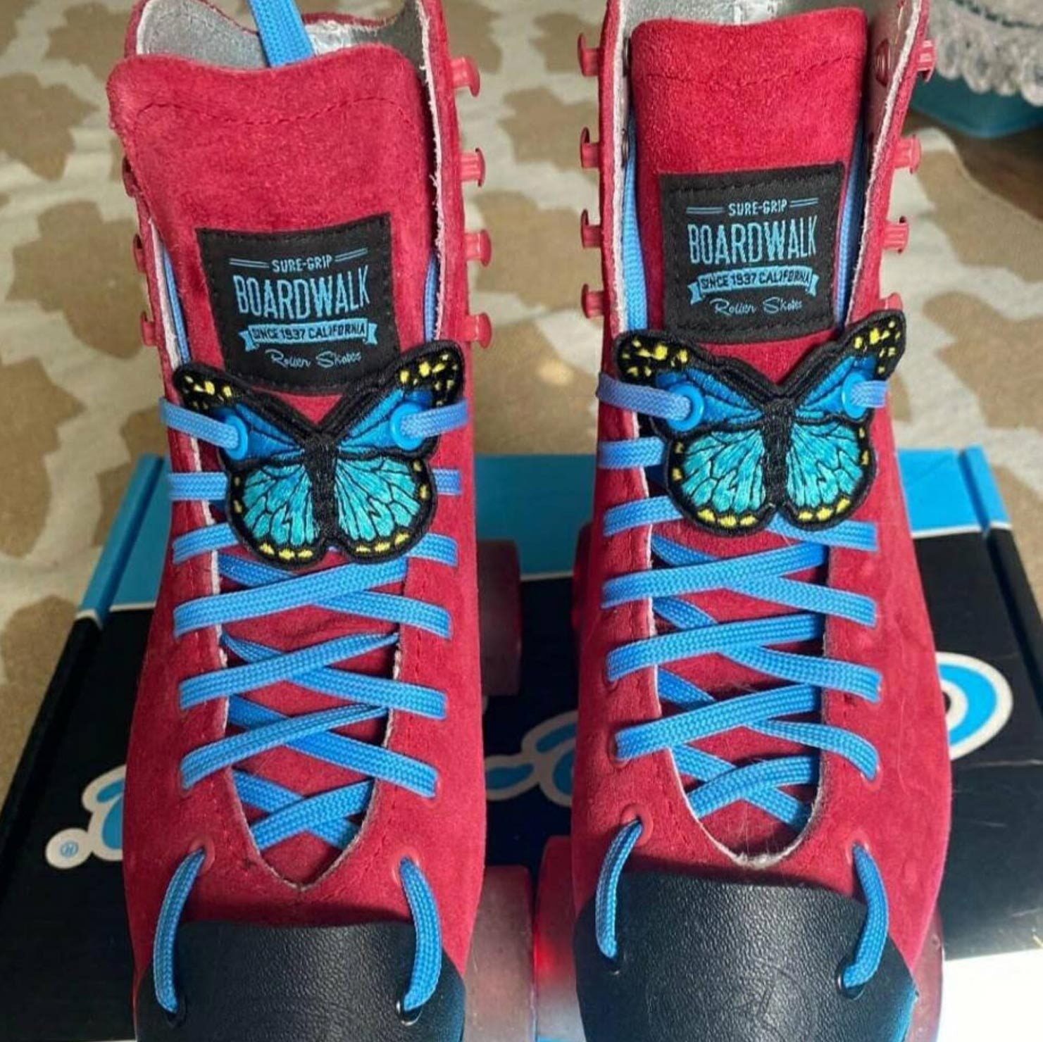 Elsies Embroidered Butterfly (Pair) / Blue