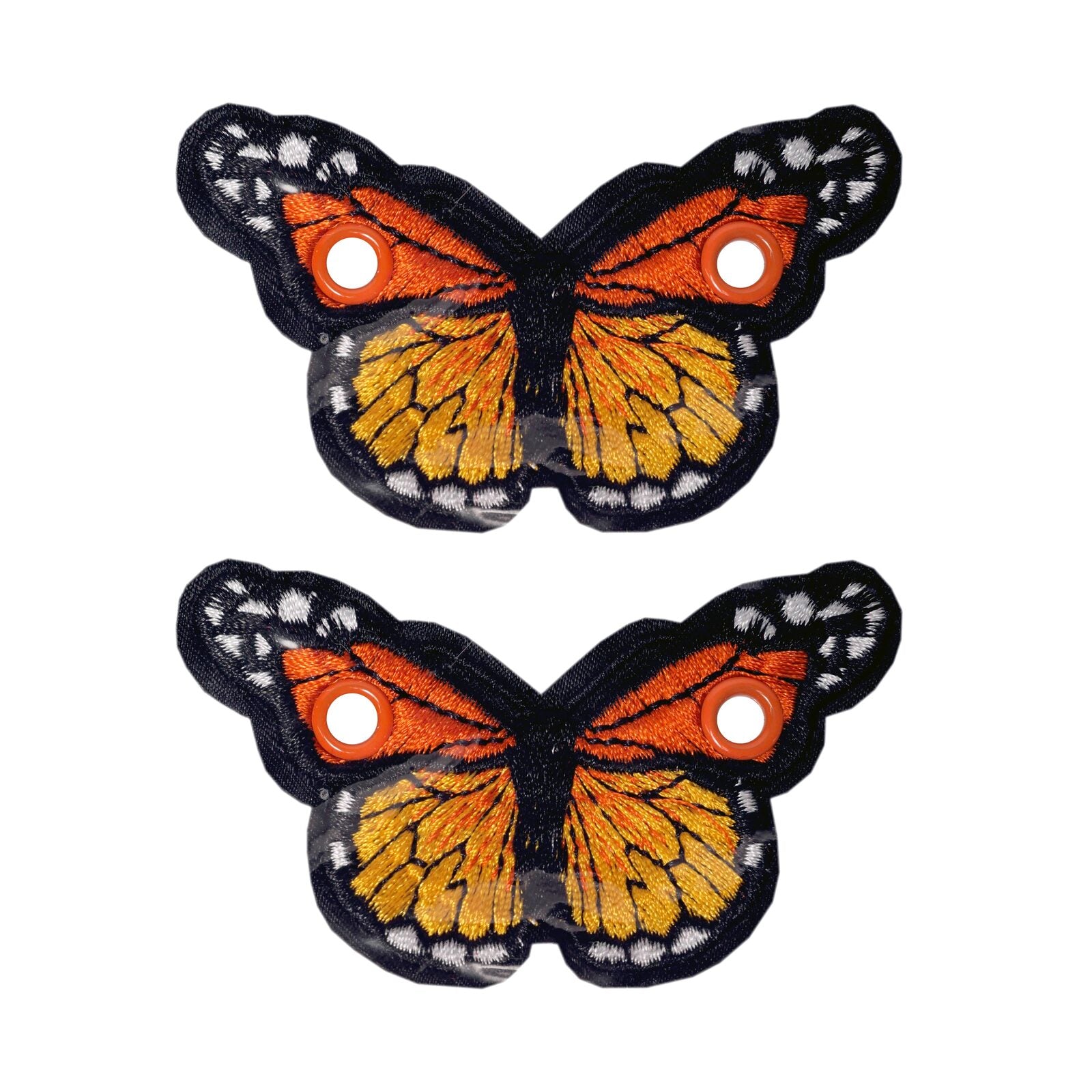 Elsies Embroidered Butterfly (Pair) / Orange