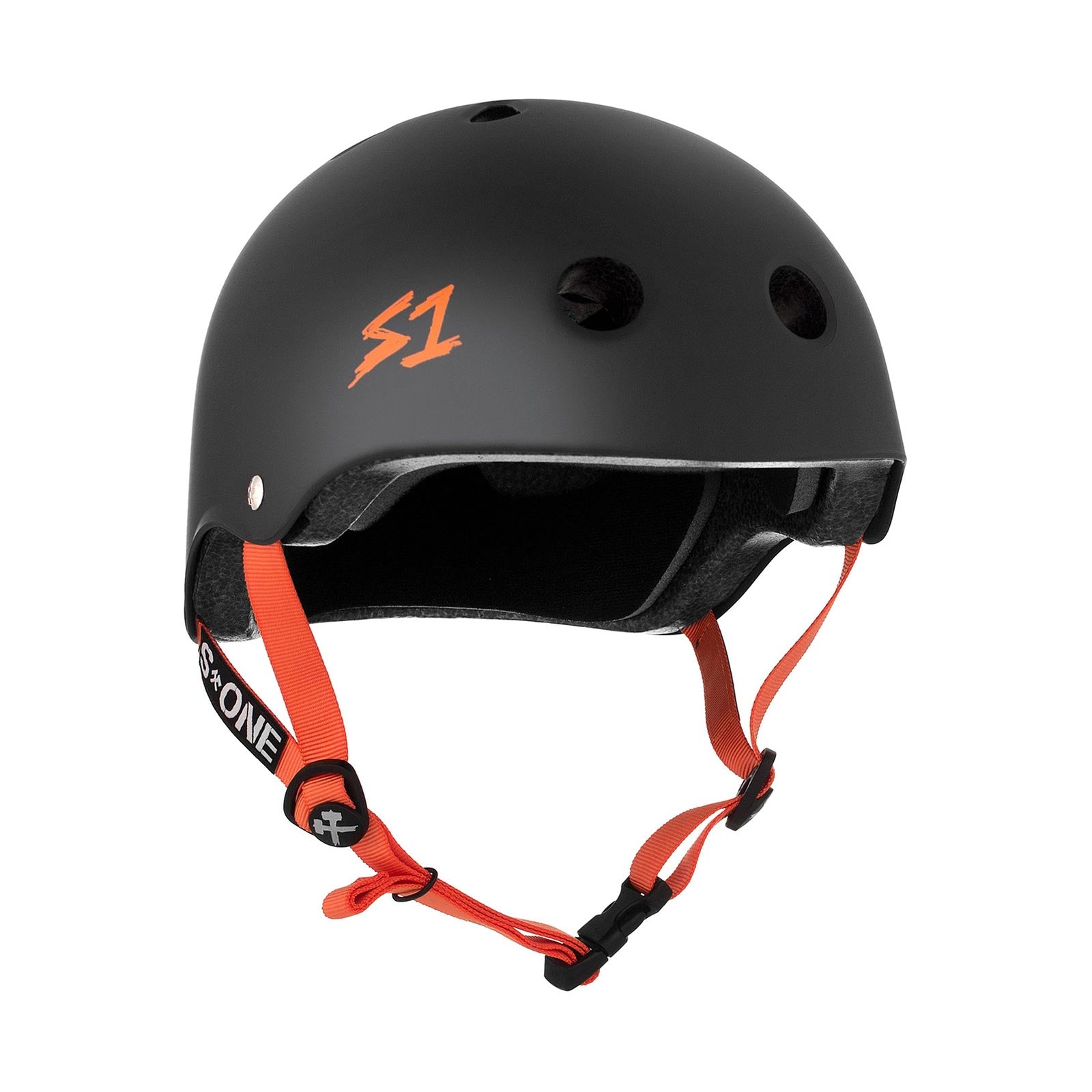 S1 Lifer Helmet (Certified) / Black Matte (Orange Straps)