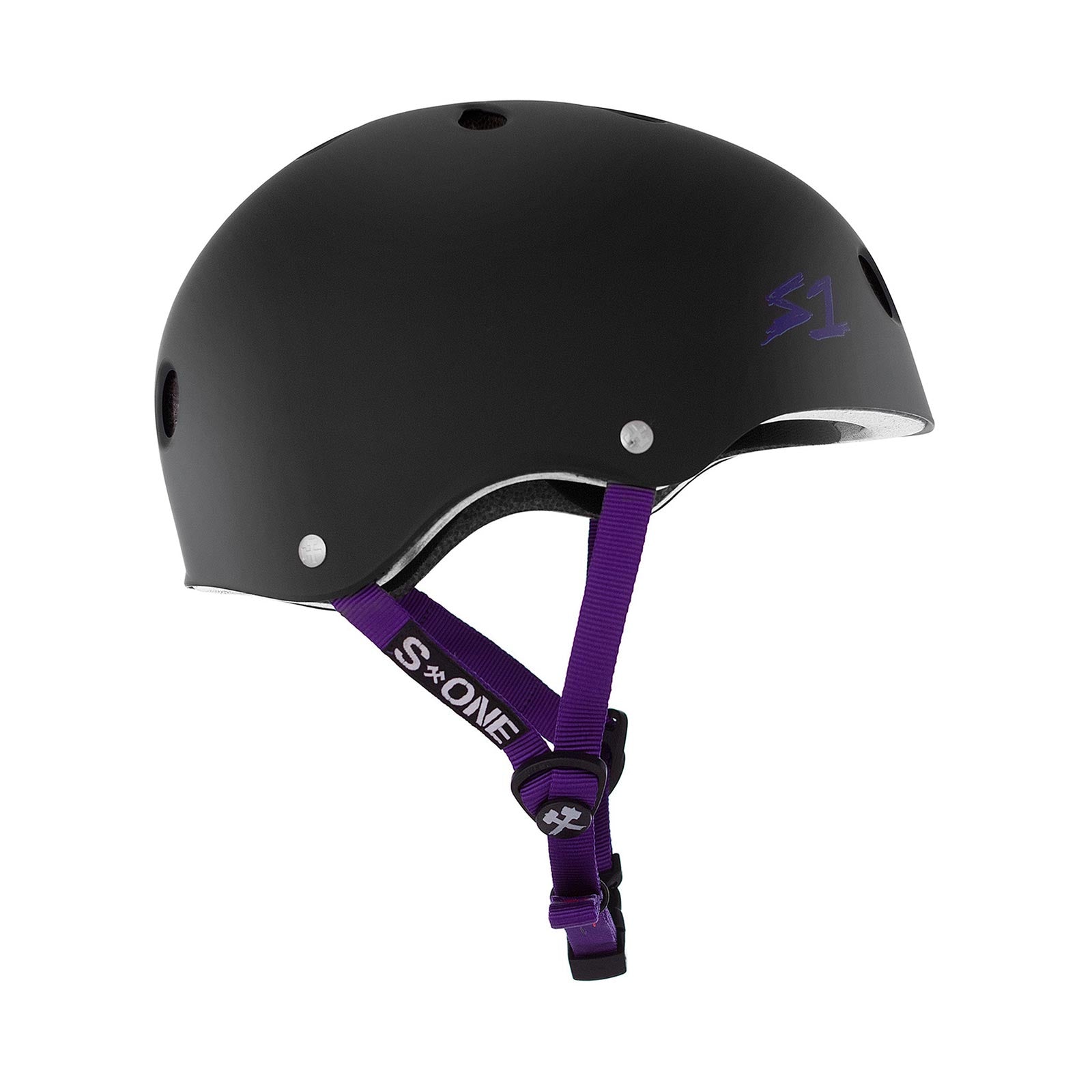S1 Lifer Helmet (Certified) / Black Matte (Purple Straps)