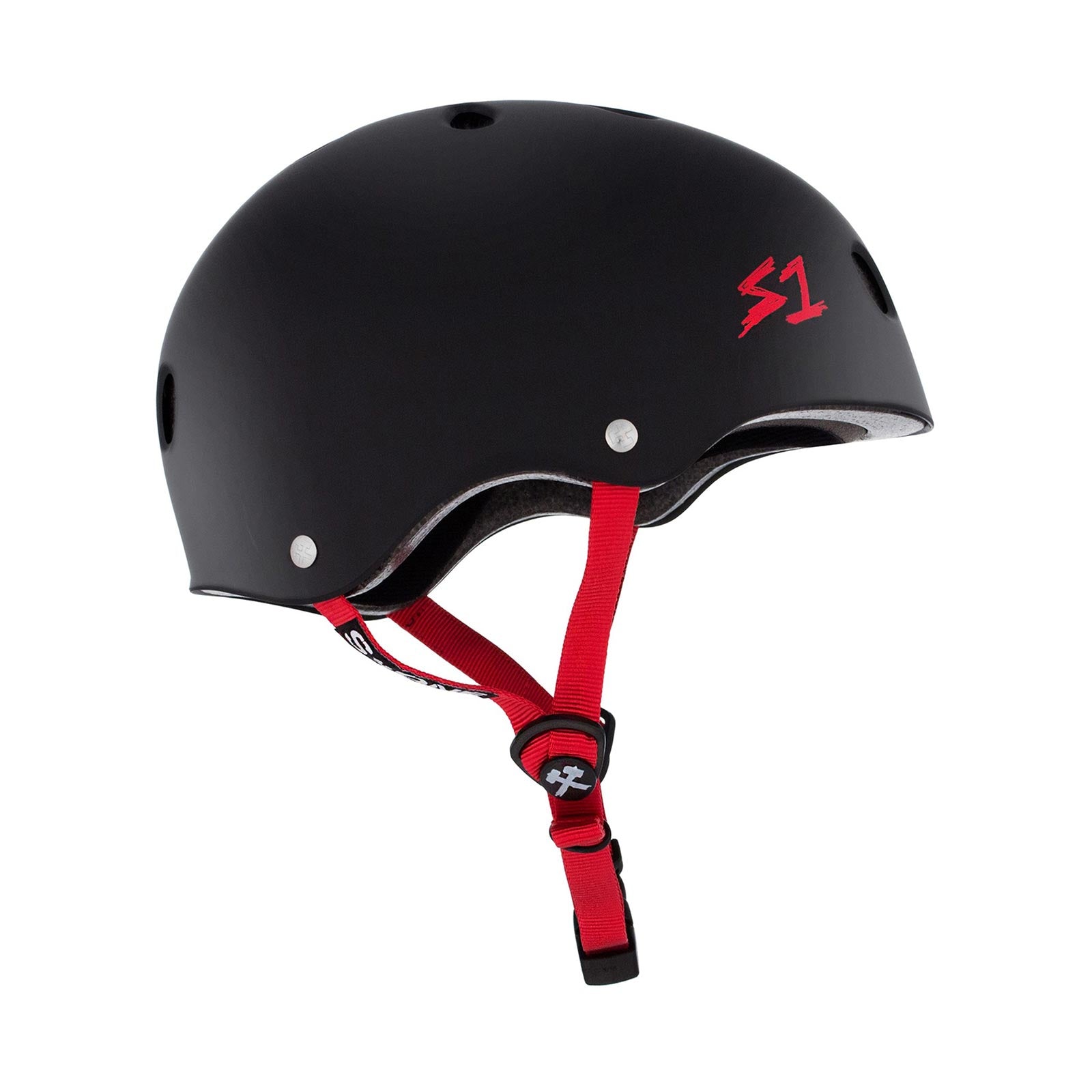 S1 Lifer Helmet (Certified) / Black Matte (Red Straps)