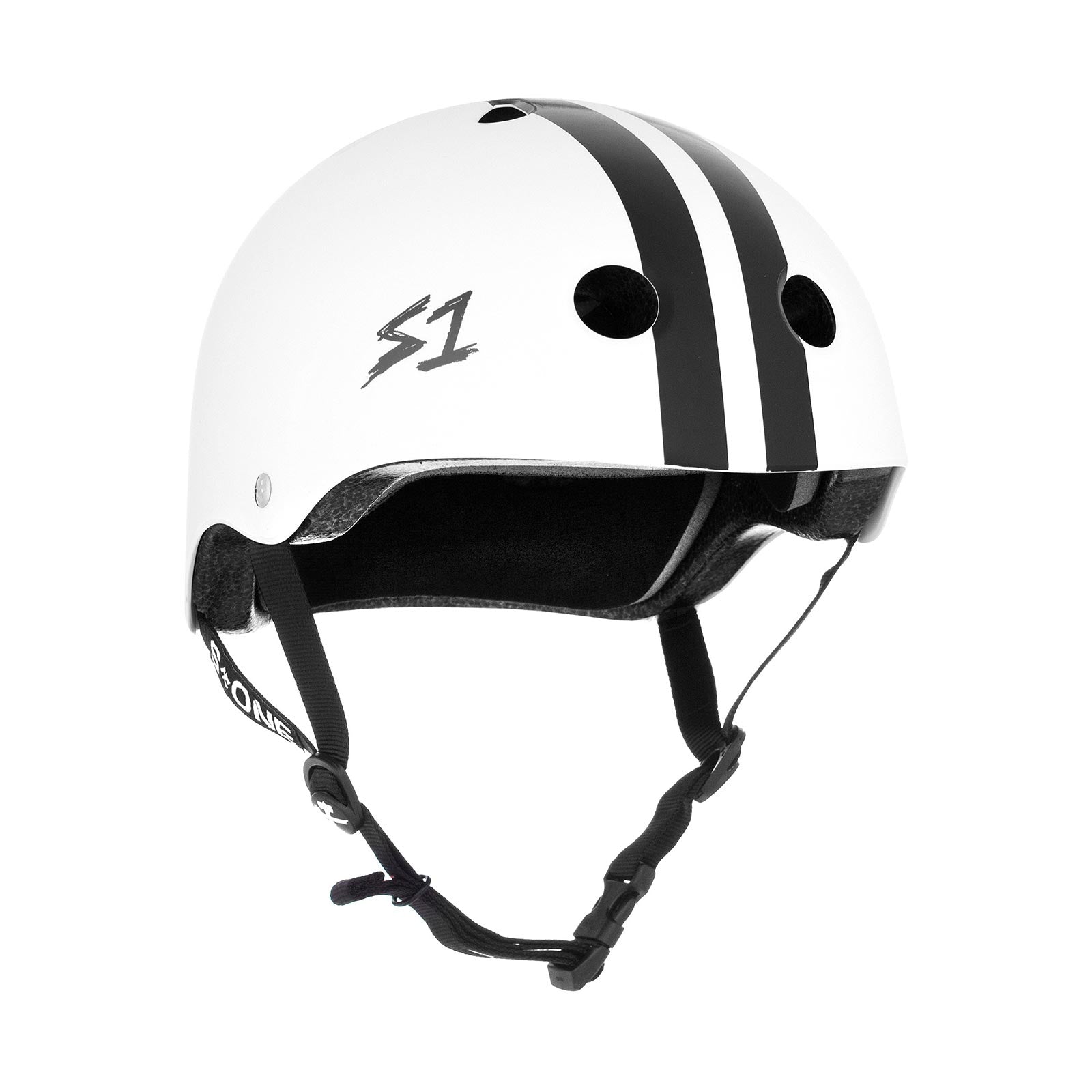 S1 Lifer Helmet (Certified) / White Gloss Black Stripes