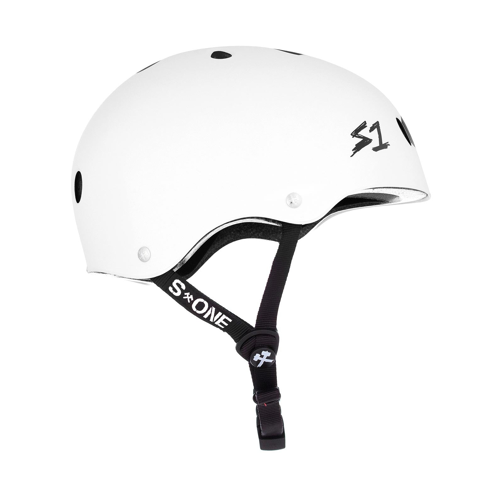 S1 Lifer Helmet (Certified) / White Gloss Black Stripes