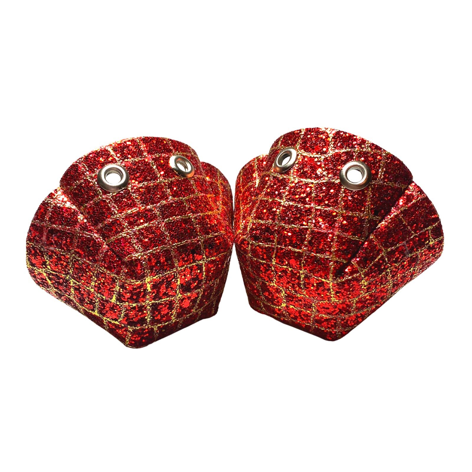 One Stop Vegan Toe Guards / Red Alligator Chunky Glitter