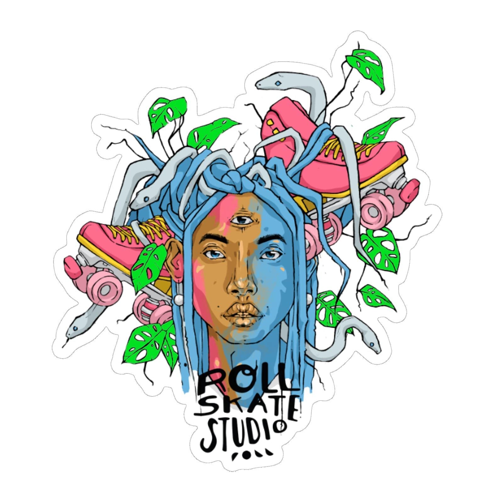 Roll Skate Studio Glitter Sticker / Monstera