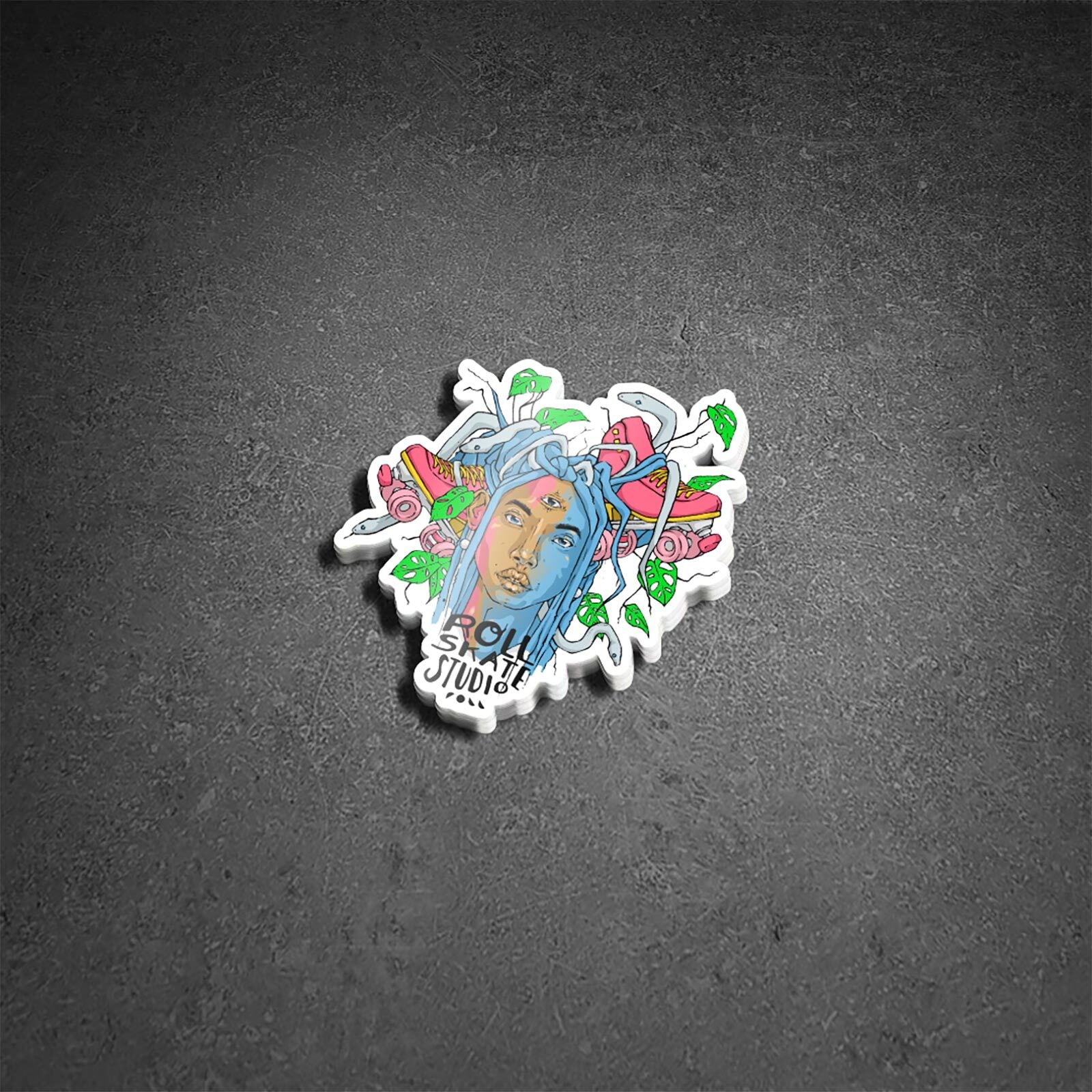 Roll Skate Studio Glitter Sticker / Monstera