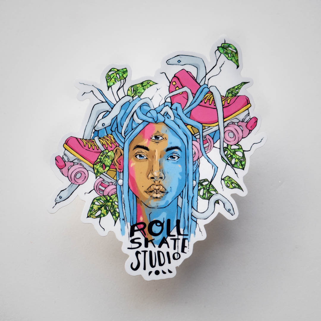 Roll Skate Studio Glitter Sticker / Monstera