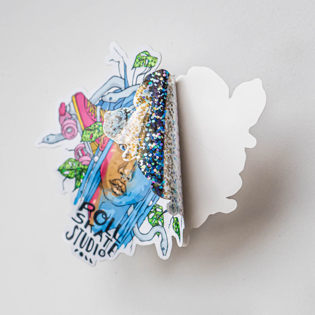 Roll Skate Studio Glitter Sticker / Monstera