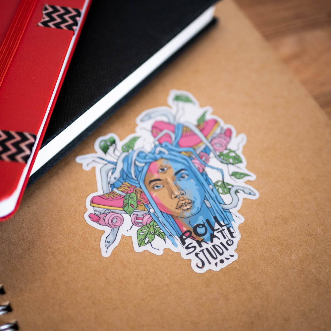 Roll Skate Studio Glitter Sticker / Monstera