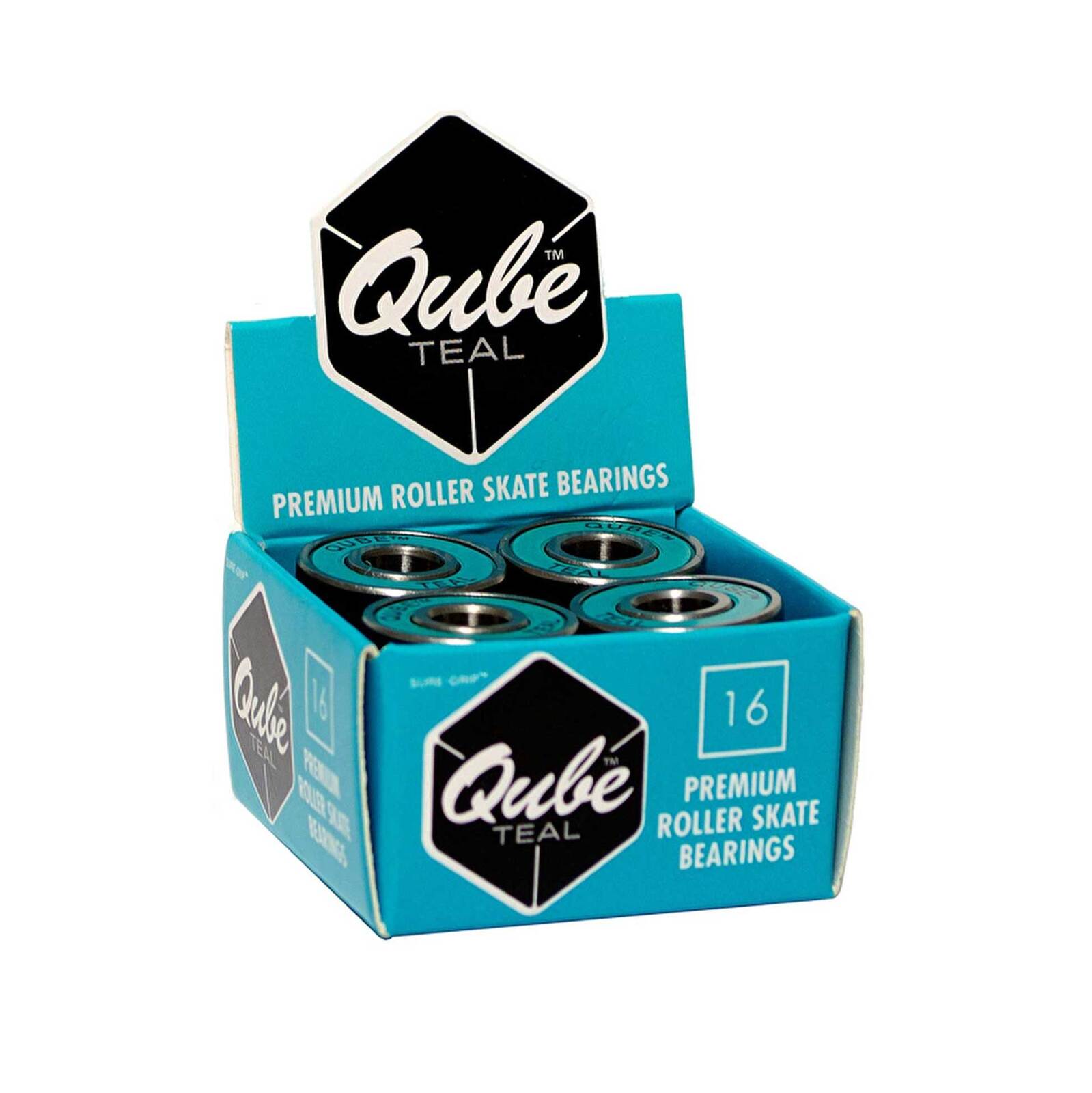Sure-Grip Qube Teal Bearings (16 Pack) / 8mm