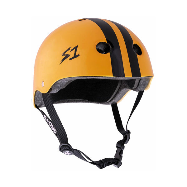 S1 Lifer Helmet (Certified) / Bright Orange Gloss Black Stripes