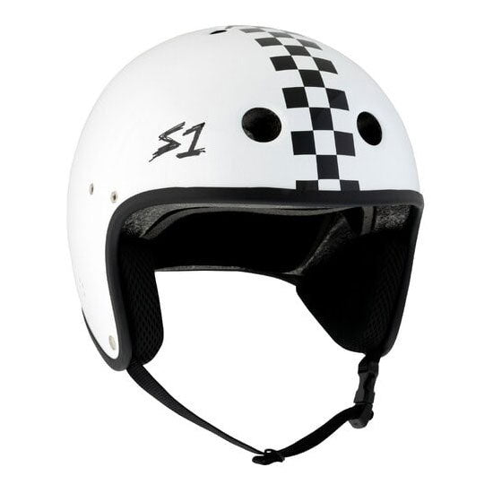 S-One Retro Lifer Helmet / White Gloss Black Checkers