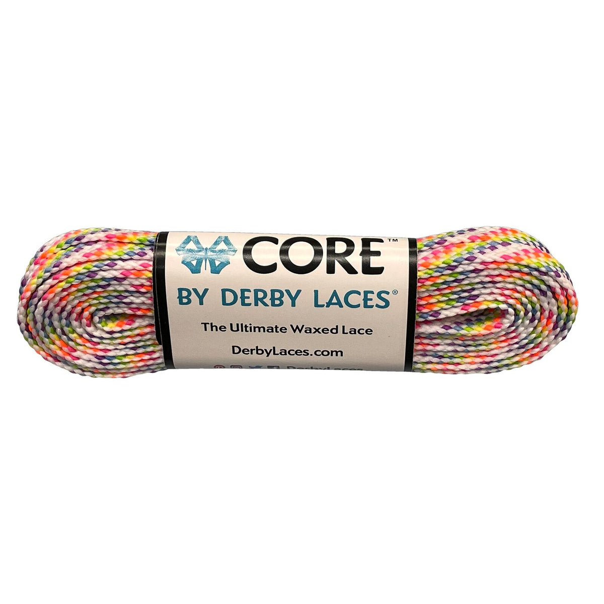 Derby Laces Core / Rainbow White - Shop at Roll Skate Studio