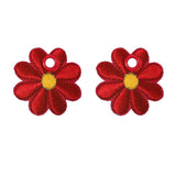 Elsies Embroidered Daisy (Pair) / Red