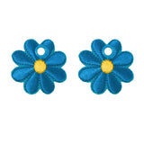 Elsies Embroidered Daisy (Pair) / Blue