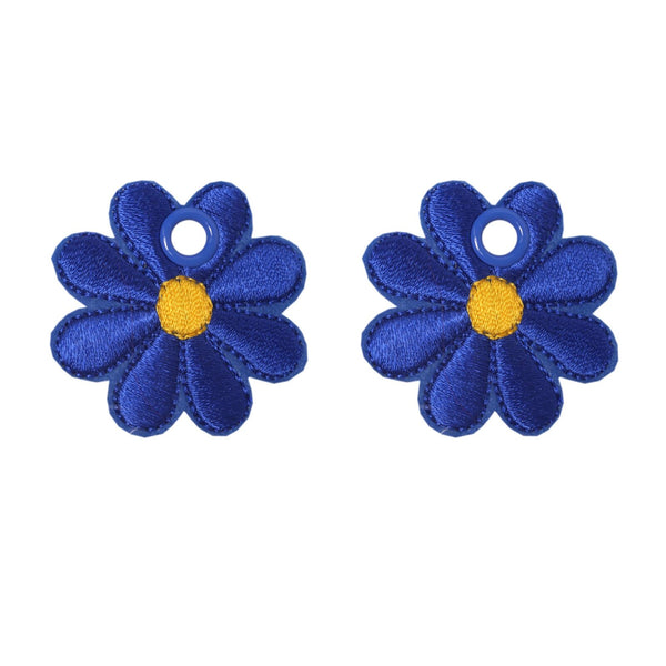 Elsies Embroidered Daisy (Pair) / Dark Blue
