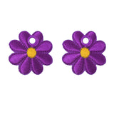 Elsies Embroidered Daisy (Pair) / Purple