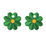 Elsies Embroidered Daisy (Pair) / Green