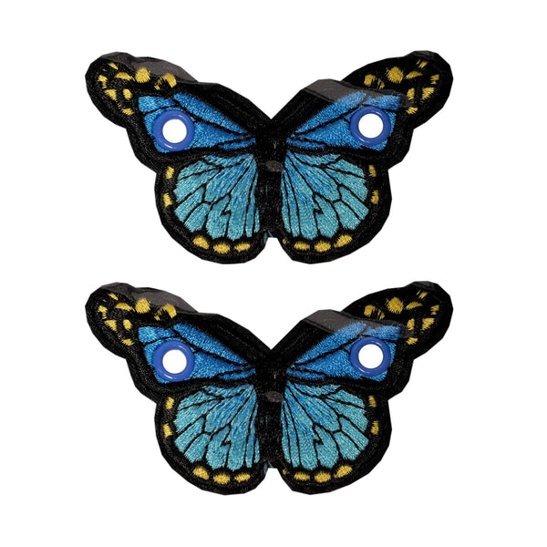 Elsies Embroidered Butterfly (Pair) / Blue