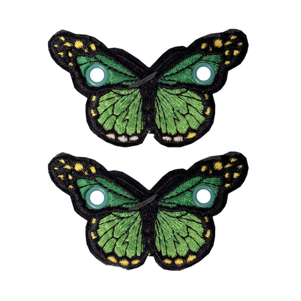 Elsies Embroidered Butterfly (Pair) / Green