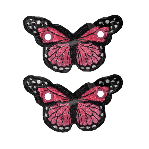 Elsies Embroidered Butterfly (Pair) / Hot Pink