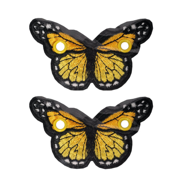 Elsies Embroidered Butterfly (Pair) / Yellow