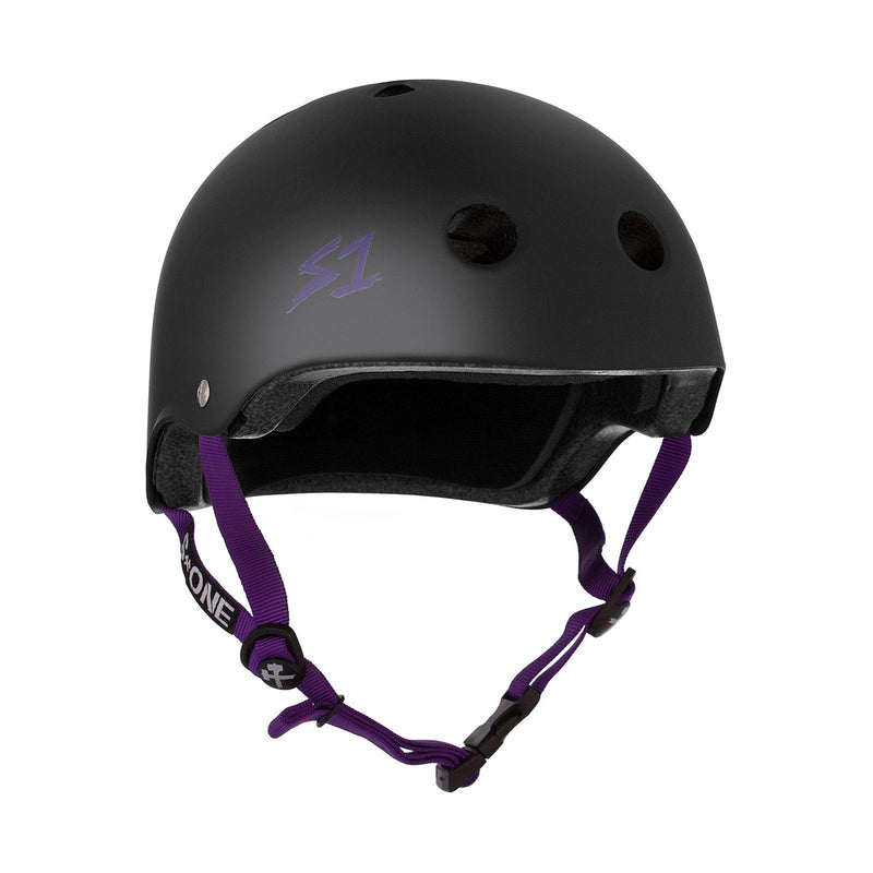 S1 Lifer Helmet (Certified) / Black Matte (Purple Straps)