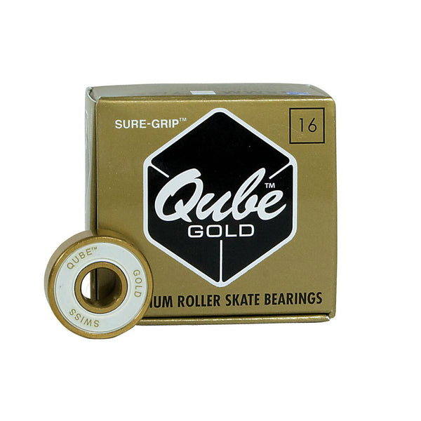 Sure-Grip Qube Swiss Bearings Gold (16 Pack) / 8mm