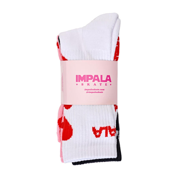 Impala Skate Socks (3 Pack) / Falling Hearts